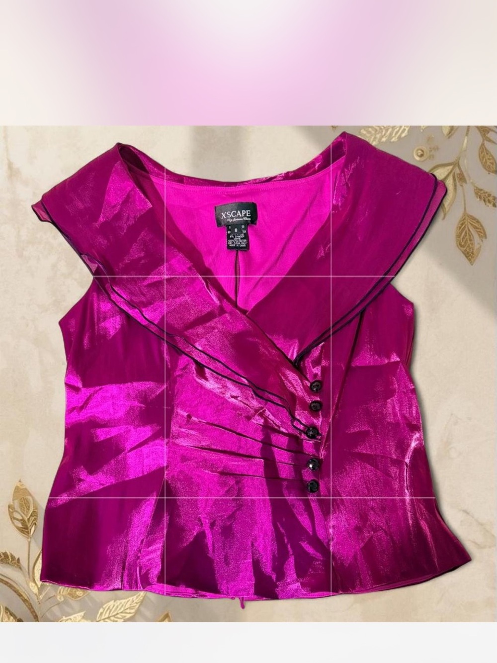 Xscape Pink Satin Top Y2K Statement Blouse Party Chic